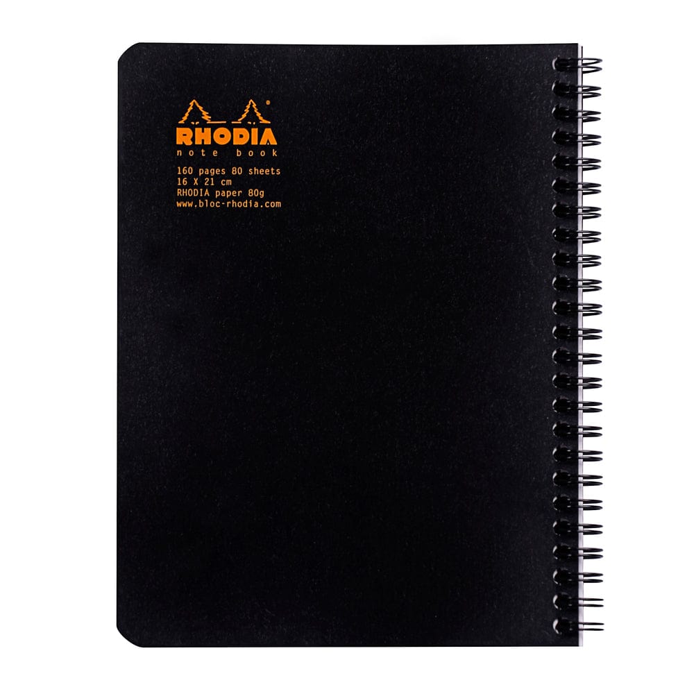 Stelling Rhodia Classic BLACK A5 notebook spiral - Linjeret