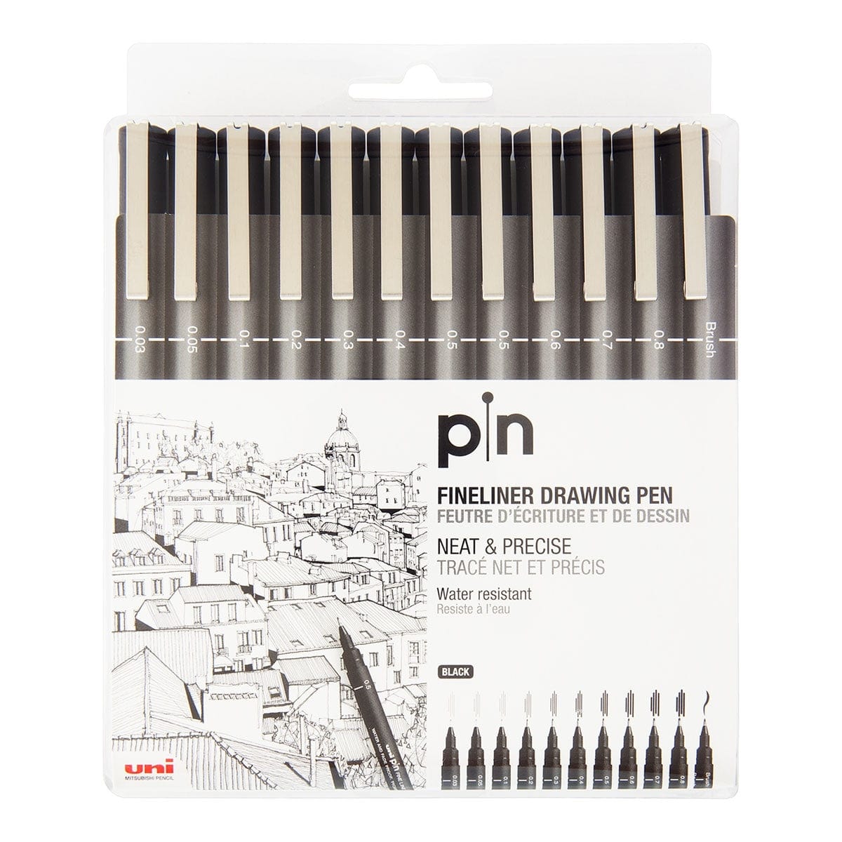 Uni Tegneartikler Pin Fineliner Drawing Pen sæt