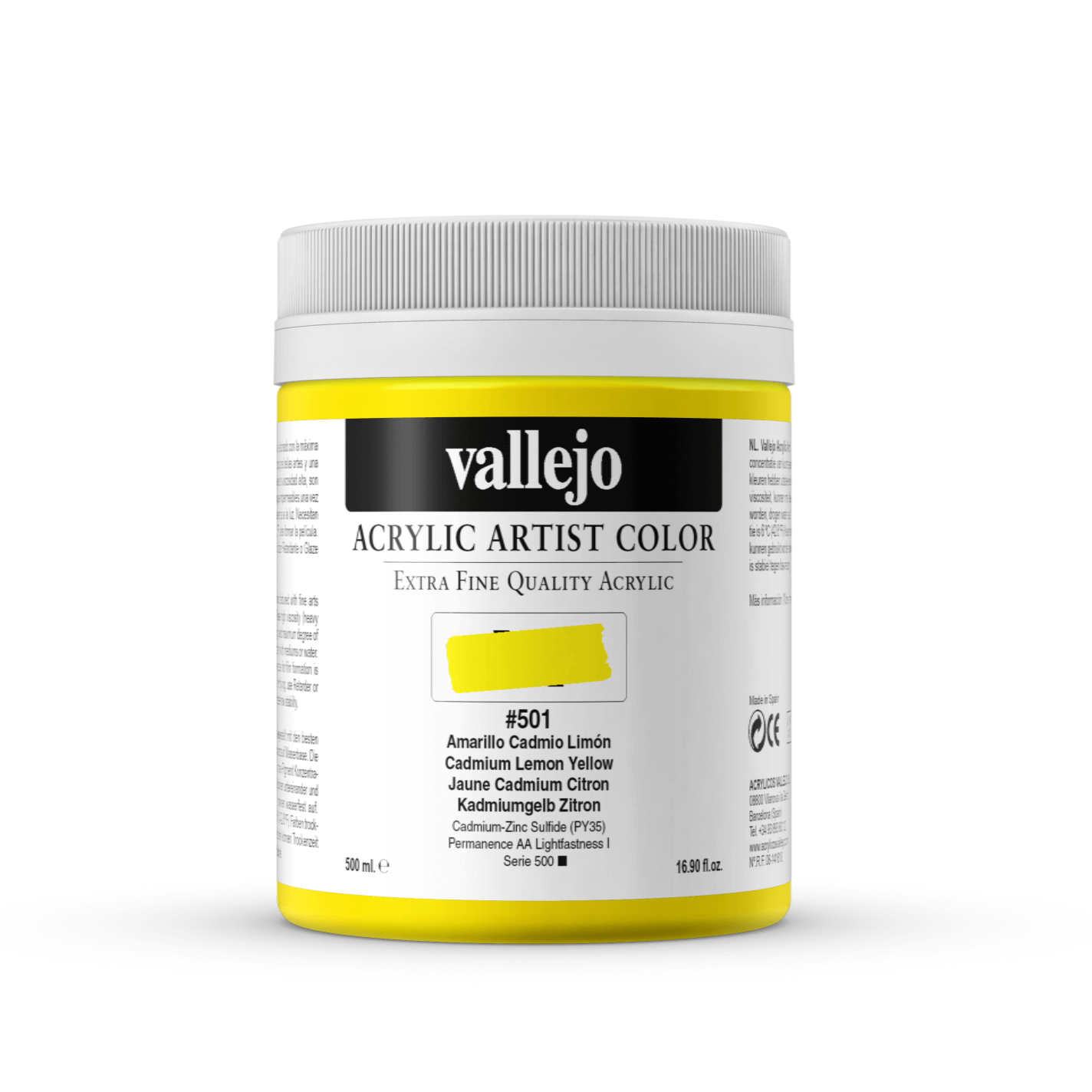 Vallejo Artist 500ml Cadmium Lemon Yellow