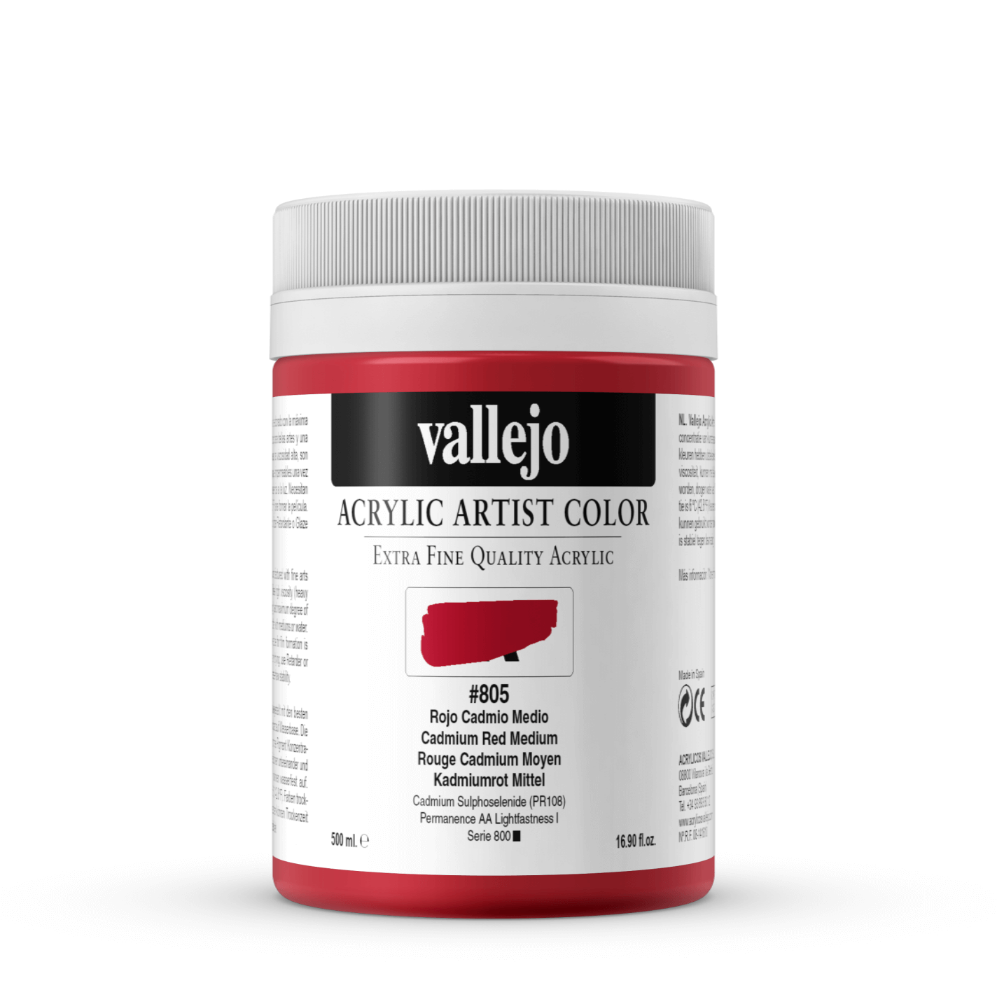 Vallejo Artist 500ml Cadmium Red Medium