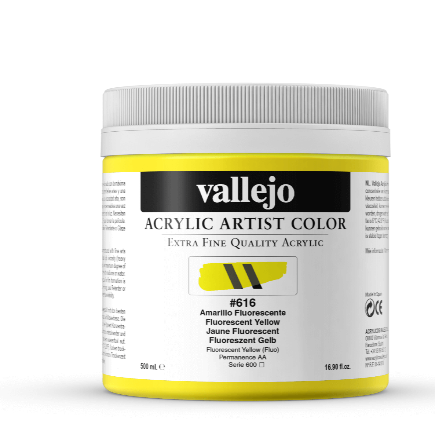 Vallejo Artist 500ml Fluorescent Yellow