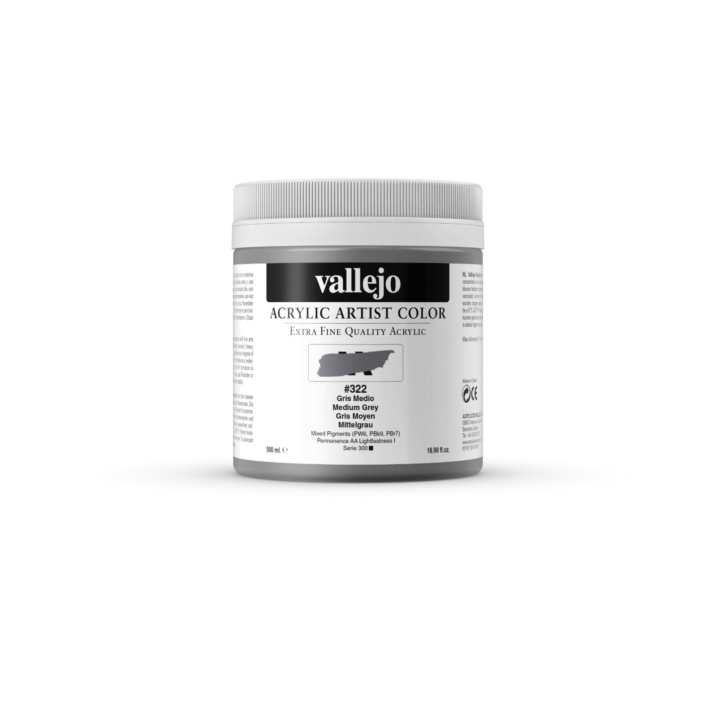 Vallejo Artist 500ml Medium Grey