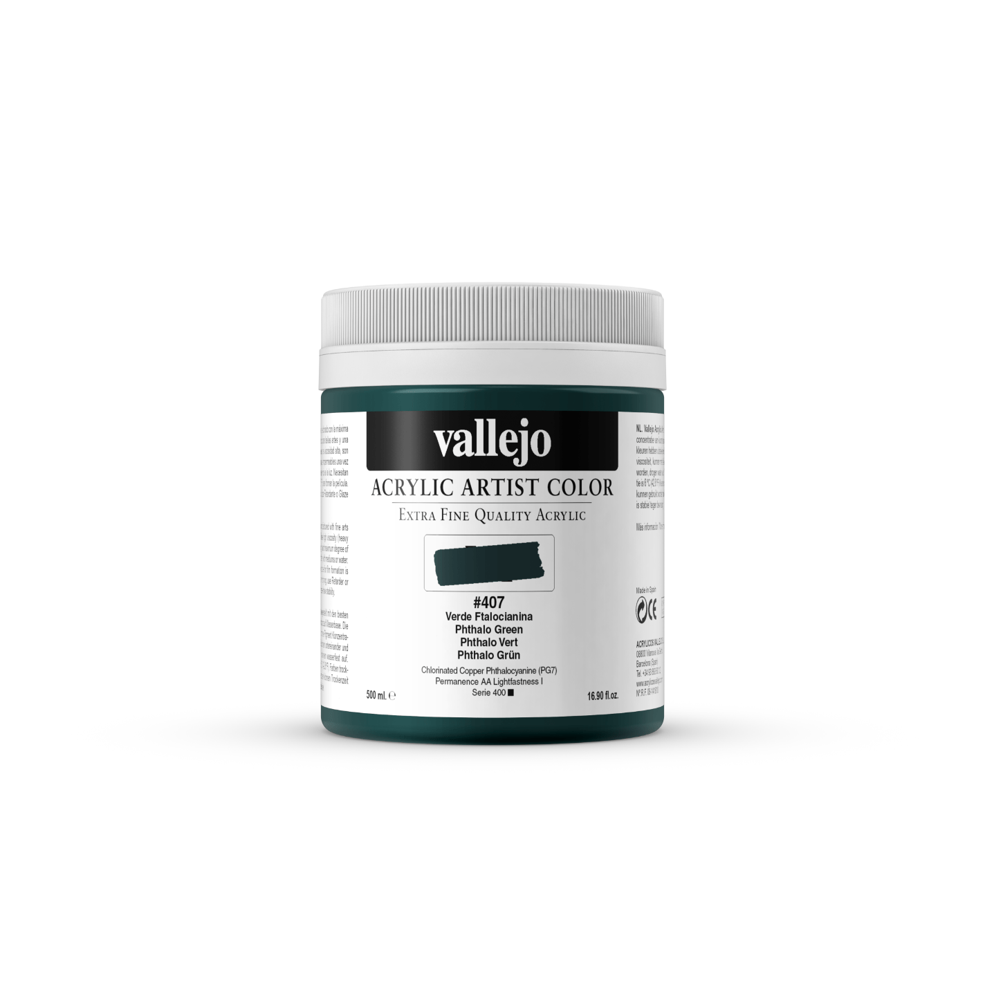 Vallejo Artist 500ml Phthalo Green