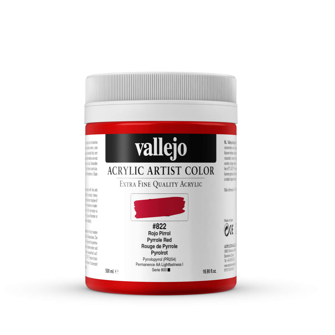 Vallejo Artist 500ml Pyrrole Red