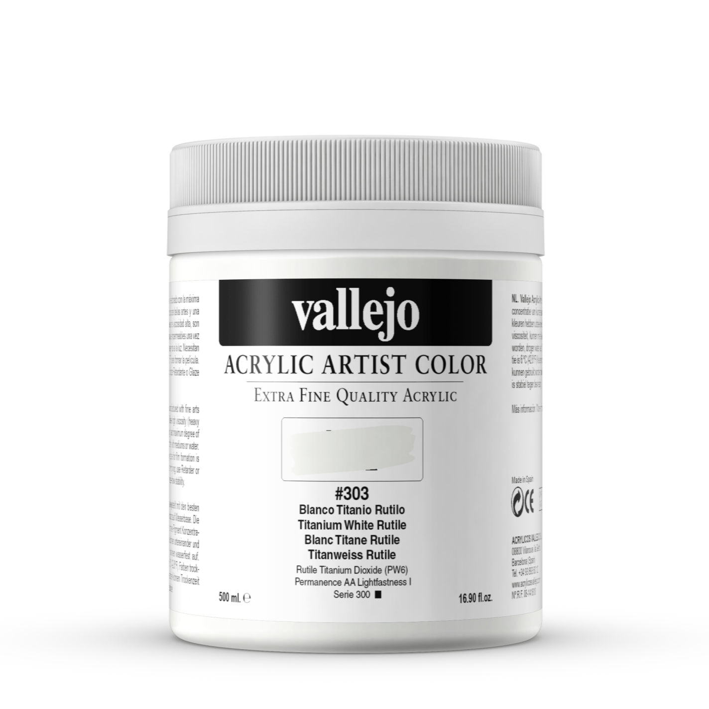 Vallejo Artist 500ml Titanium White Rutile