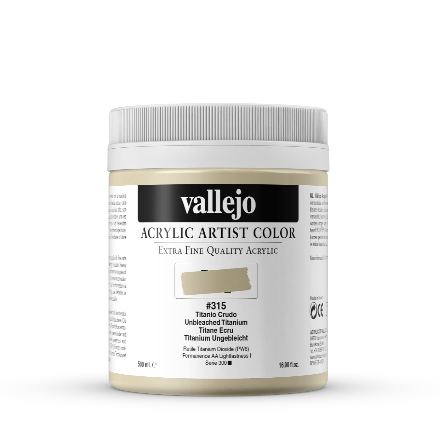 Vallejo Artist 500ml Umbleached Titanium