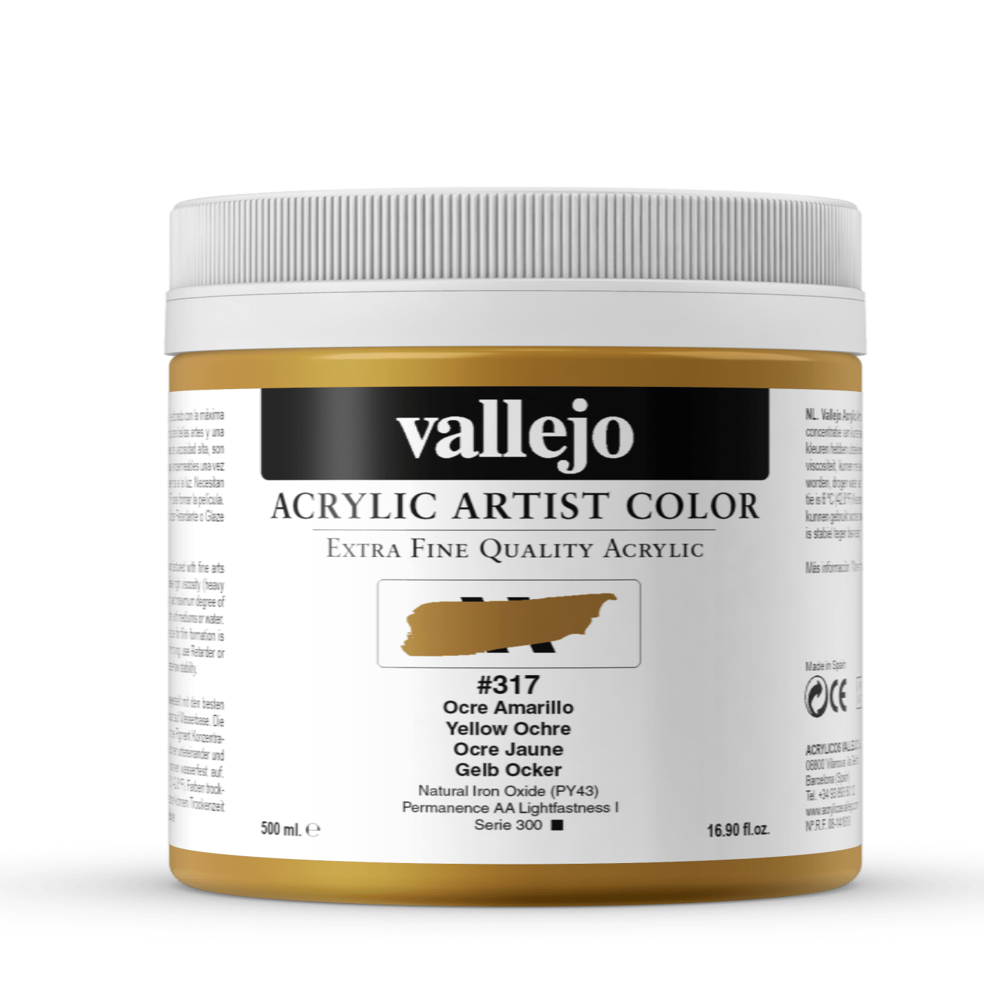 Vallejo Artist 500ml Yellow Ochre