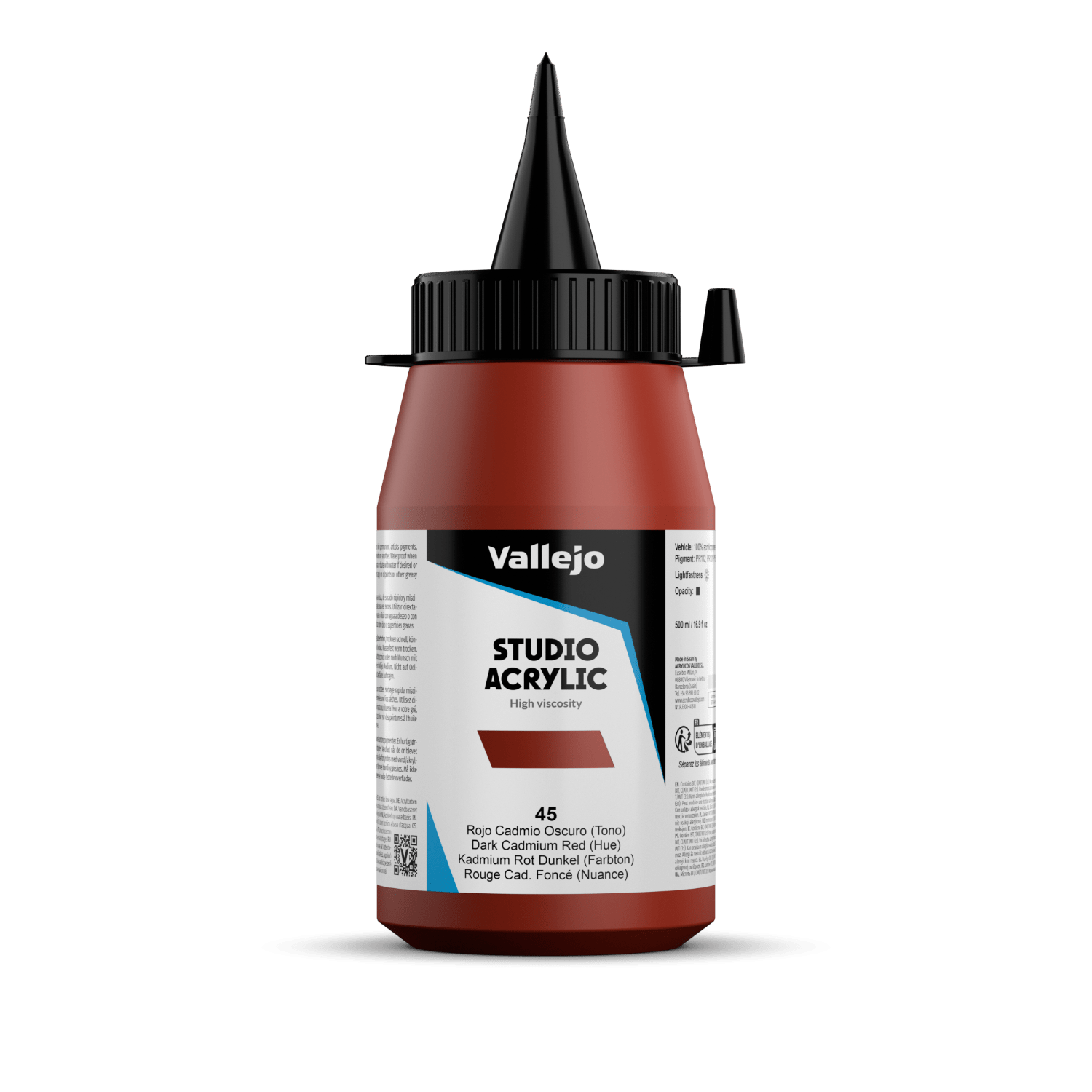 Vallejo Studio 500ml Dark Cadmium Red (Hue)